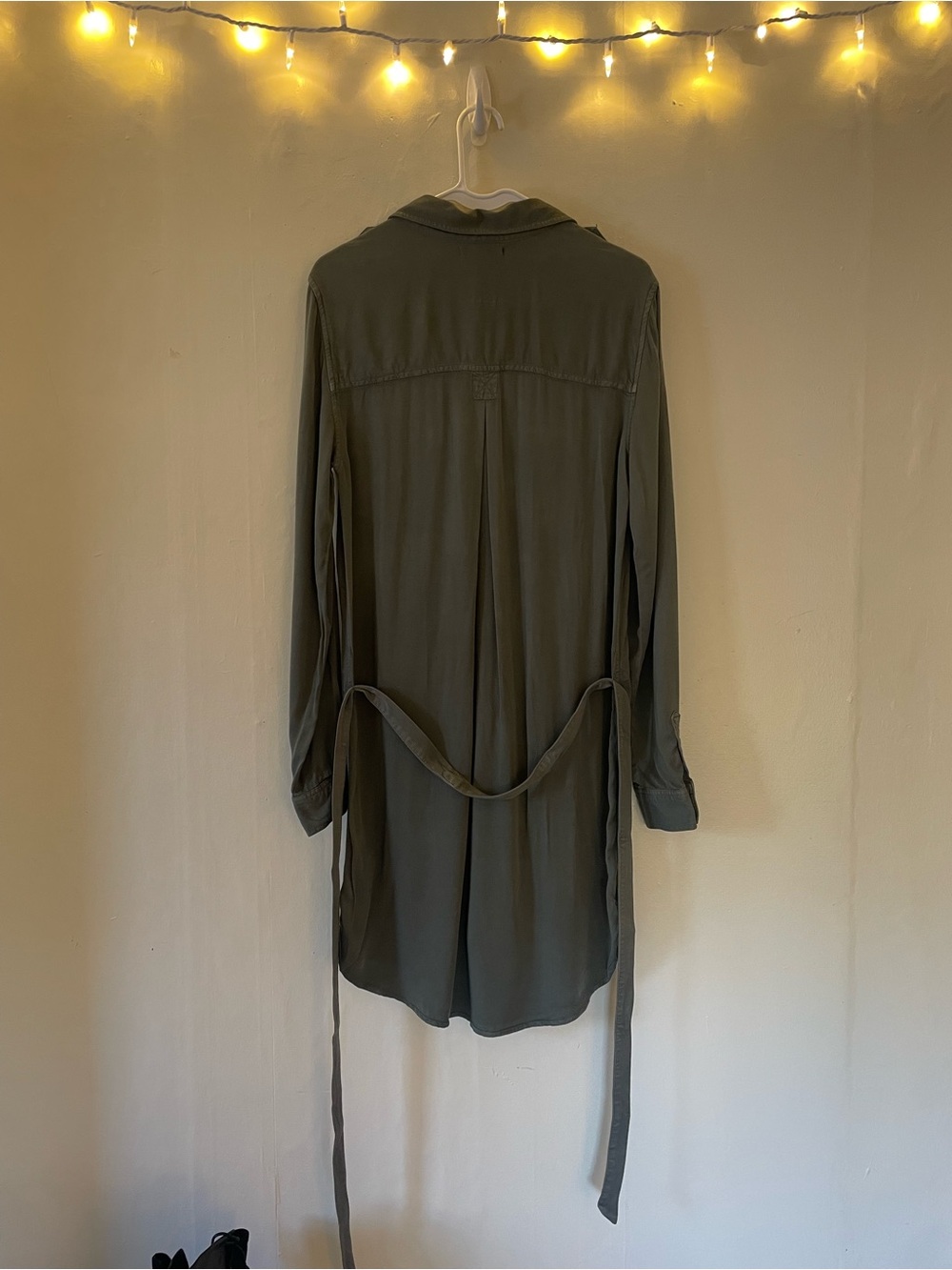 American Eagle Outfitters Olive Army Green Button Up Shirt Dress Tie Waist NWT - Picture 8 of 16